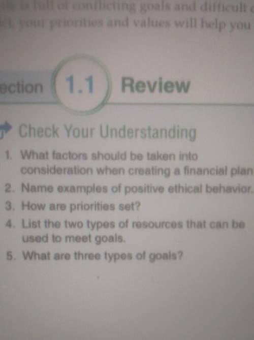 Check Your Understanding 1. What factors should be taken into consideration when creating a financi