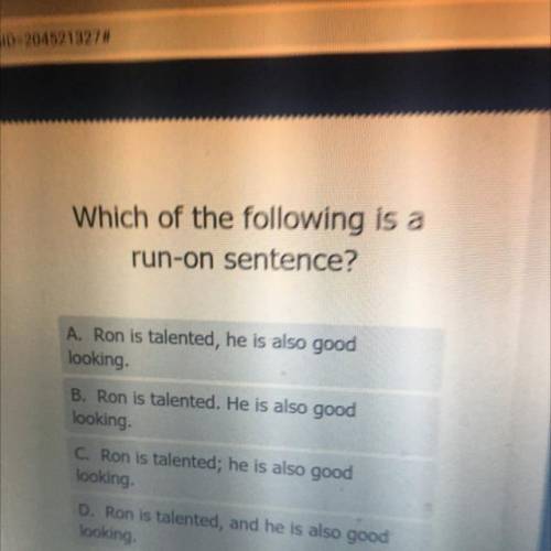Which of the following is run on sentence