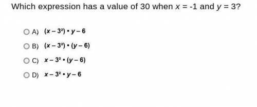 Which expression has a value of 30 when x = -1 and y = 3?