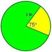 Determine the green sector

A-5/4 π in 2
B-57/8 π in 2 
C-19/4 π in 2
D- 19/24 π in 2
HELP ME ASAP