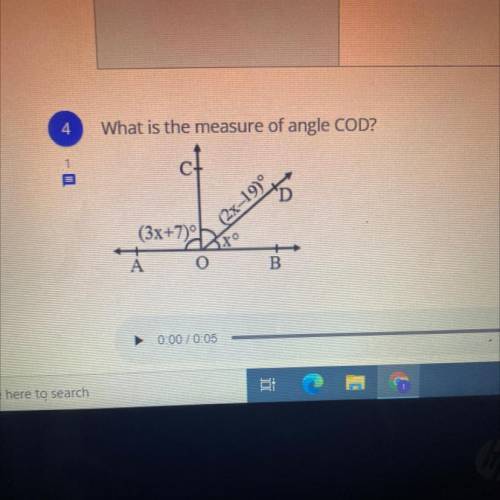What is the measure of angle COD?