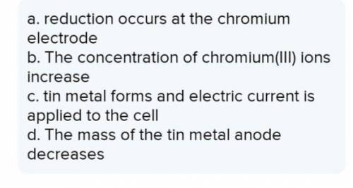 A galvanic cell is constructed using chromium and tin. Based on the standard reduction potentials sh