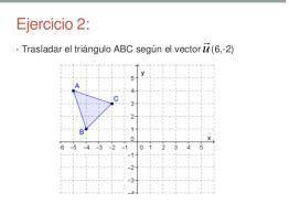 Al trasladar la imagen del triangulo ABC como lo indica el vector de la imagen 1, ¿Cuáles son las n