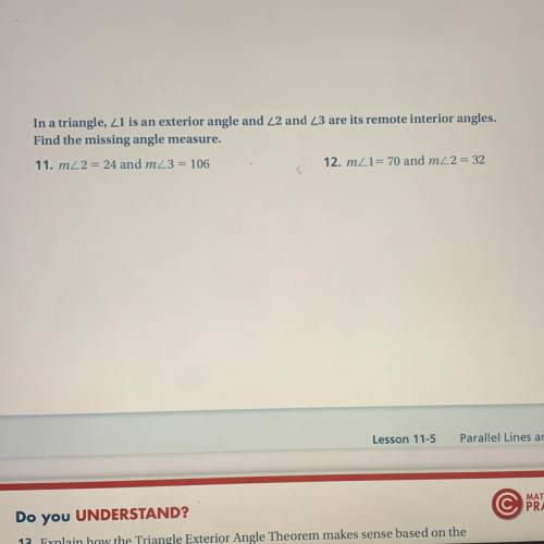 In a triangle, angle1 is an exterior angle and angle2 and angle3 are its remote interior angles.