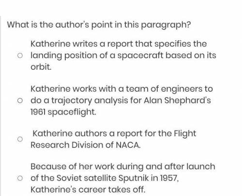Heres The Book ( Questions are linked )

Read the following paragraph from “Katherine Johnson Biog