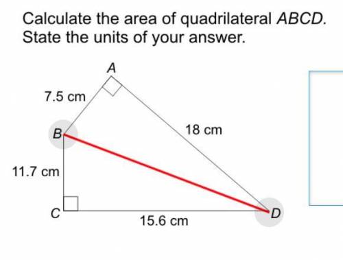 Calculate the area of quadrilateral ABCD
State the units of your answer