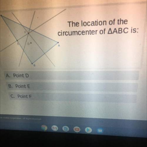 The location of the circumference of abc is