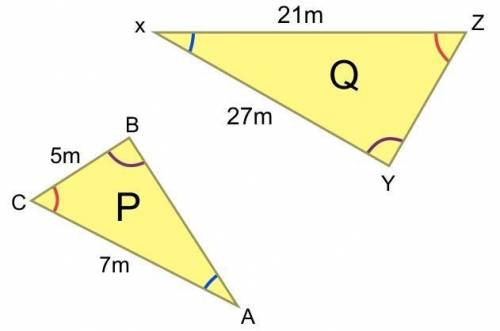 Triangles P and Q are similar. Find the lengths of the sides