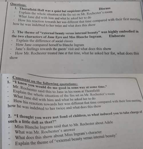 Any one knows Jane Eyre's novel , my teacher gave us questions and i need help please

the questio