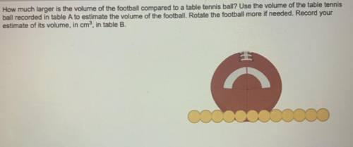 How much larger is the volume of the football compared to a table tennis ball? Use the volume of th