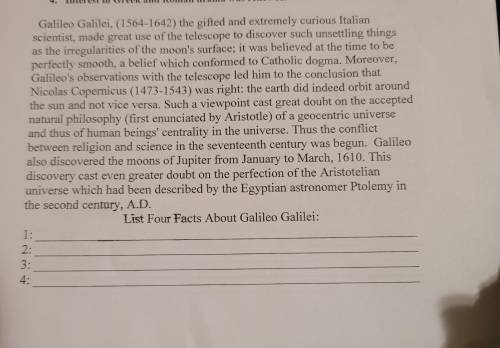 List Four Facts About Galileo Galilei: