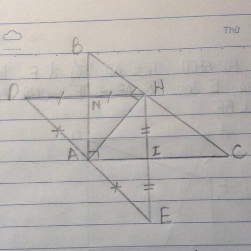 Cho tam giác ABC vuông tại A , đường cao AH. Gọi D là điểm đối xứng với H qua AB , gọi E là điểm đố