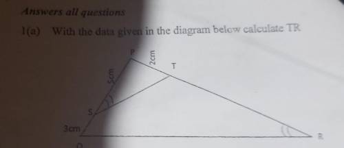With the data given in the diagram below calculate TR