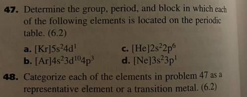 48. Categorize each of the elements in problem 47 as a

representative element or a transition met