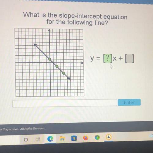 What is the slope-intercept equation
for the following line?
y = [?]*+
=