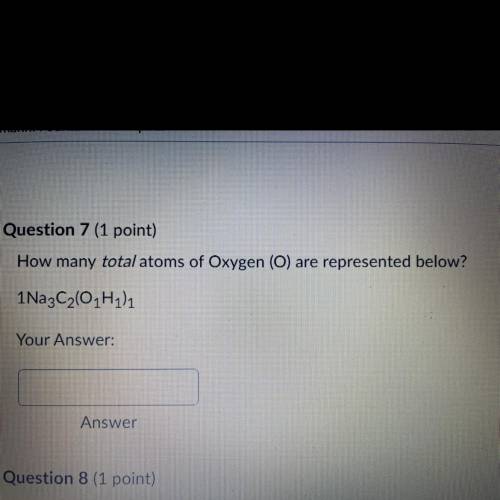 How many total atoms of Oxygen (O) are represented below?
1 Na3C2(01H1)1