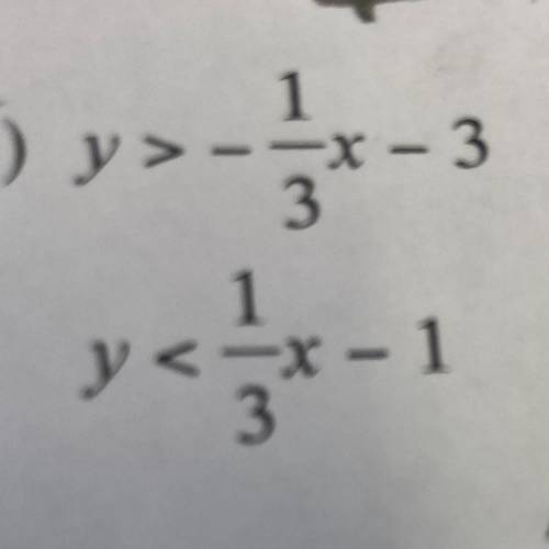 What is the answer to: 
Y>-1/3x-3
Y<1/3x-1
