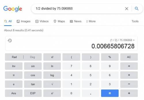 What is 1/2 divided by 75.096868