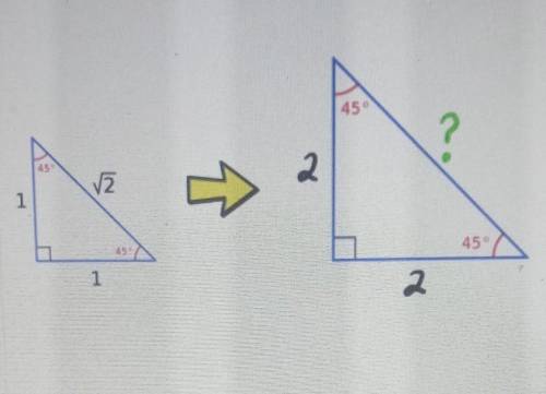 Use proportions to 'scale up' each 45-45-90 triangle. Find the length of each hypotenuse. Leave you