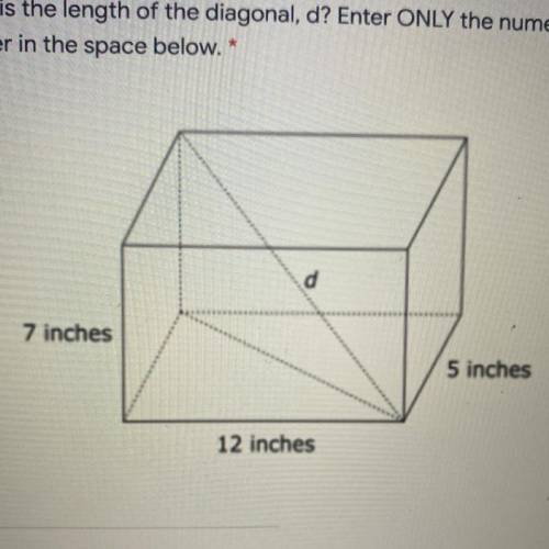 a right rectangular prism is shown below. To the nearest tenth of an inch, what is the length of th