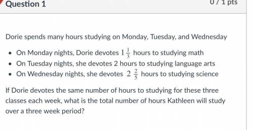 If Dorie devotes the same number of hours to studying for these three classes each week, what is th