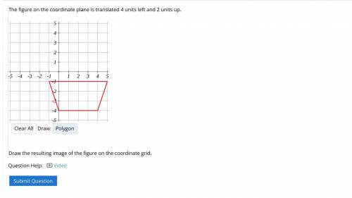 The figure on the coordinate plane is translated 4 units left and 2 units up.

Draw the resulting