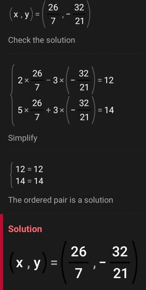 Find 3y+x if 2x-3y=12 and 8x+3y=14