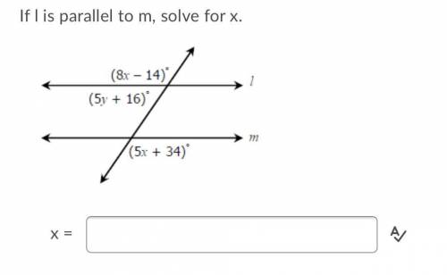 If I is parallel to m, solve for x.