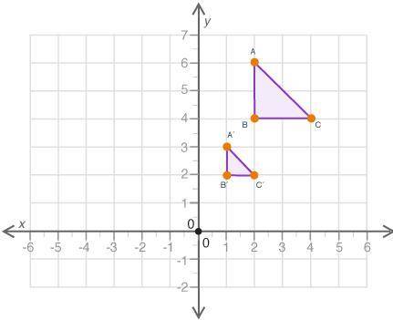 Triangle PQR is transformed to similar triangle P′Q′R′: A coordinate plane is shown. Triangle ABC h