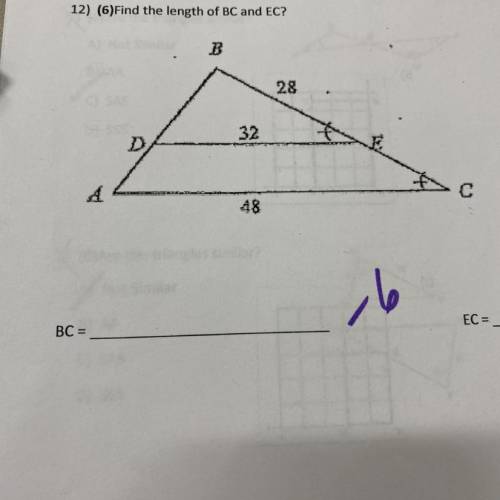 Find the length of BC and EC