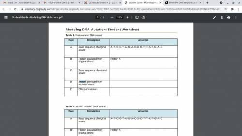 DNA Mutations

Project: Modeling DNA Mutations
Modeling DNA Mutations Student Worksheet
Table 1. F