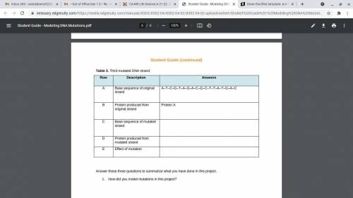 DNA Mutations

Project: Modeling DNA Mutations
Modeling DNA Mutations Student Worksheet
Table 1. F
