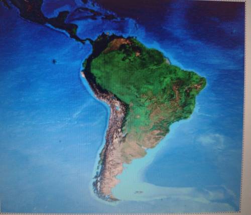 The map here shows South America and the surrounding oceans. Recall that the Mid-Atlantic Ridge is