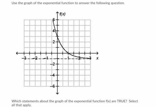 Please help its my birthday !!

Which statements about the graph of the exponential function f(x)