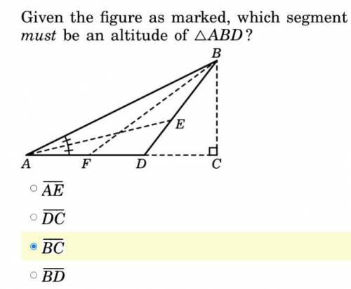 Given the figure as marked, which segment must be an altitude of ABD?