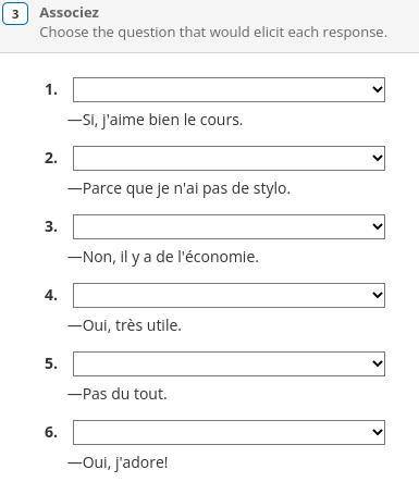 They all have the same answer key. French quiz need help