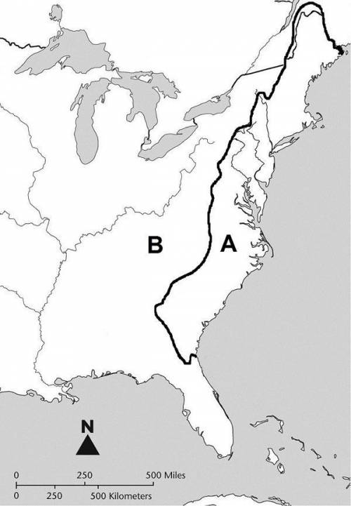 Describe the regions on the map labeled “A” and “B.” What circumstances led to the division of Nort