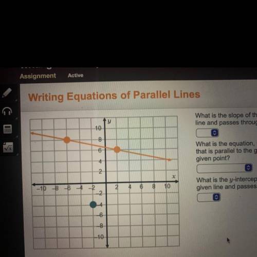 What is the slope of the line that is parallel to the given

line and passes through the given poi