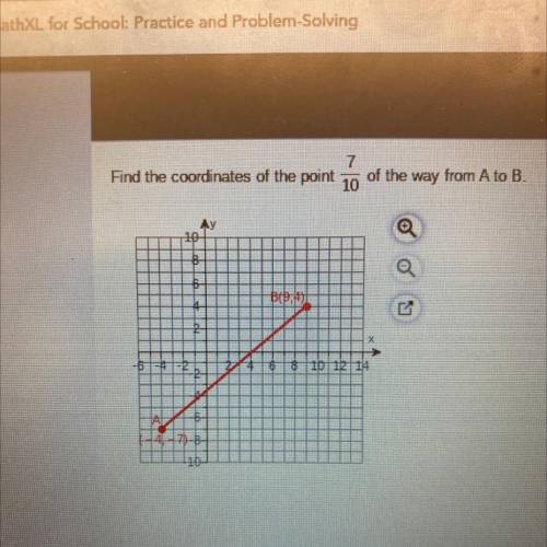 Find the coordinates of the point 7/10 of the way from A to B