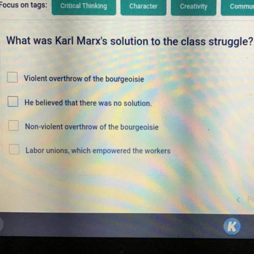 What was Karl Marx's solution to the class struggle?