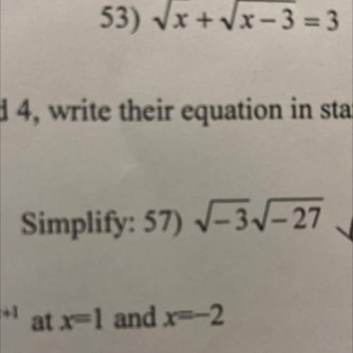 Simplify: square root negative three and square root negative 27