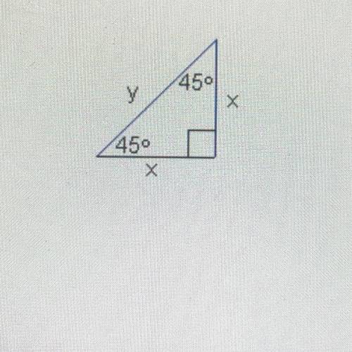 In the triangle, x = 3. Find y.
A) y = 6
B) y = 7
y= V3
D) y= 3.72