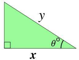 Given that y = 11 cm and θ = 34°, work out x rounded to 1 DP.