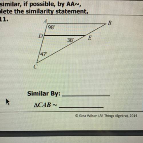 Determine if the triangles are similar, if possible by aa~, sss~, or sas~