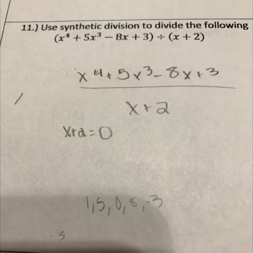 Please help me solve this problem using synthetic division please