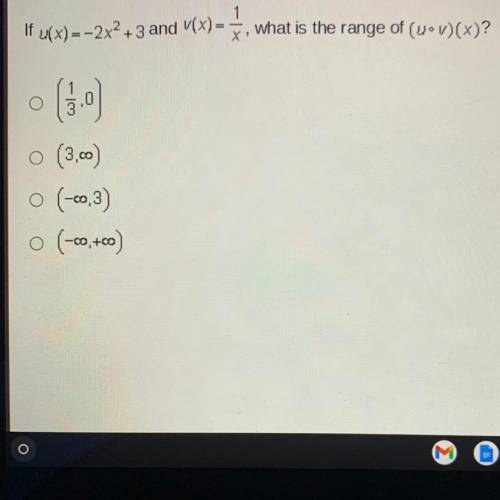 If (x) =-2x2 +3 and V(x) = 5, what is the range of (wow)(x)?

X
o
o
(3.0
O (3.00)
(E-) o
0 (-00, t