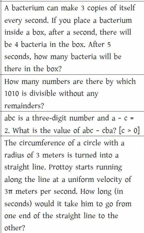 Please solve these 4 questions shown in the image.

You can write only the answer or explain.Don't