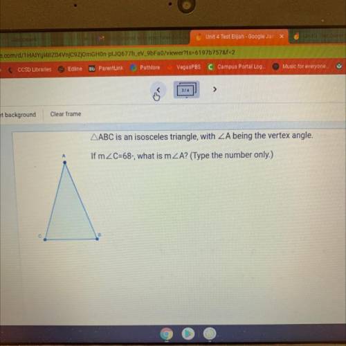 ABC is an isosceles triangle, with ZA being the vertex angle.
If m 
i need help asap