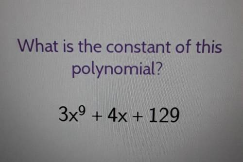 What is the constant of this polynomial? 3x9 + 4x + 129