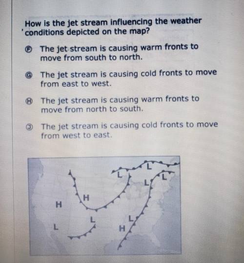 How is the jet stream Influencing the weather conditions depicted on the map?

A.The jet stream is